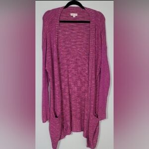 Knox Rose Women Open Longline Cardigan Duster Size M Chunky Knit Pockets Pink